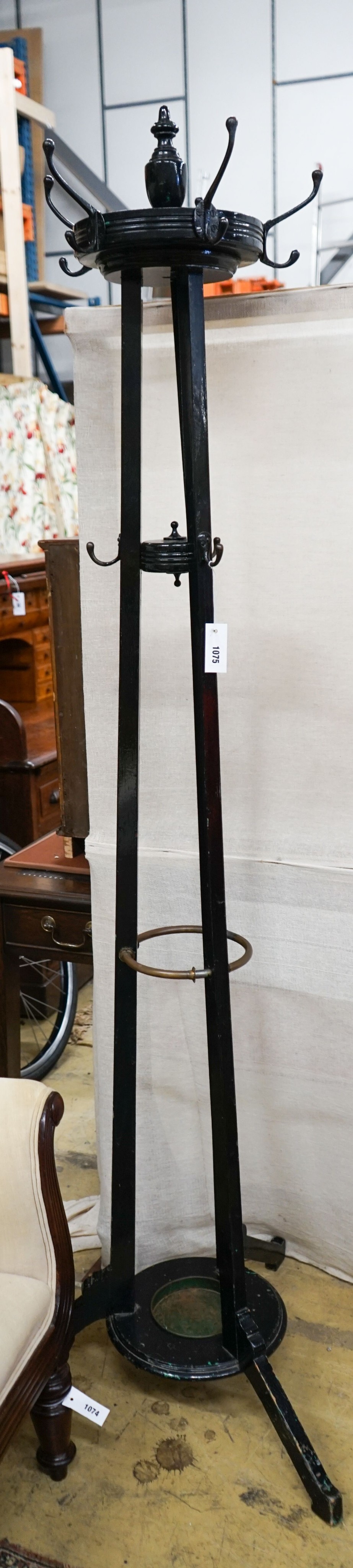 A late Victorian Aesthetic Movement hallstand (later painted), height 200cm